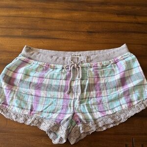PJ Salvage Rayon Plaid Print Shorts -  size L